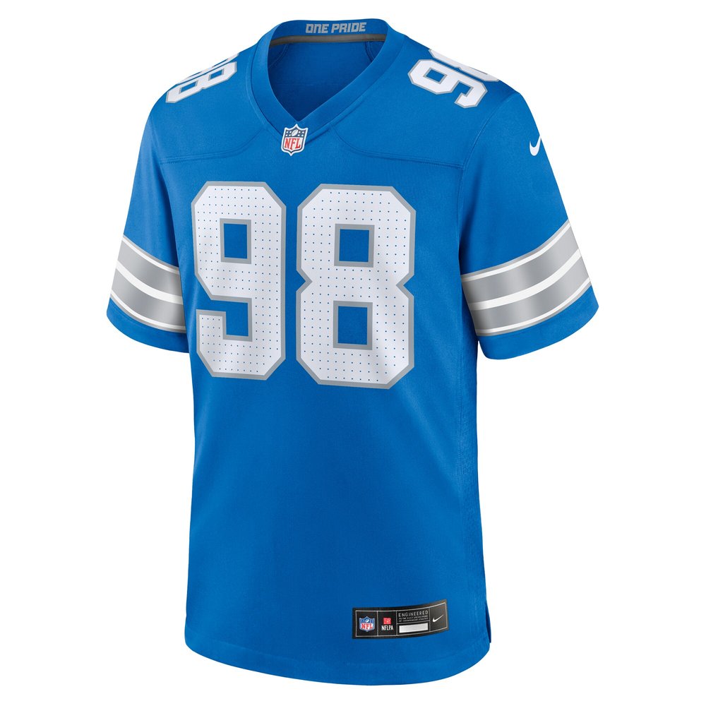 Men's Detroit Lions D.J. Reader  Blue Team Game Jersey Men's Detroit Lions D.J. Reader  Blue Team Game Jersey