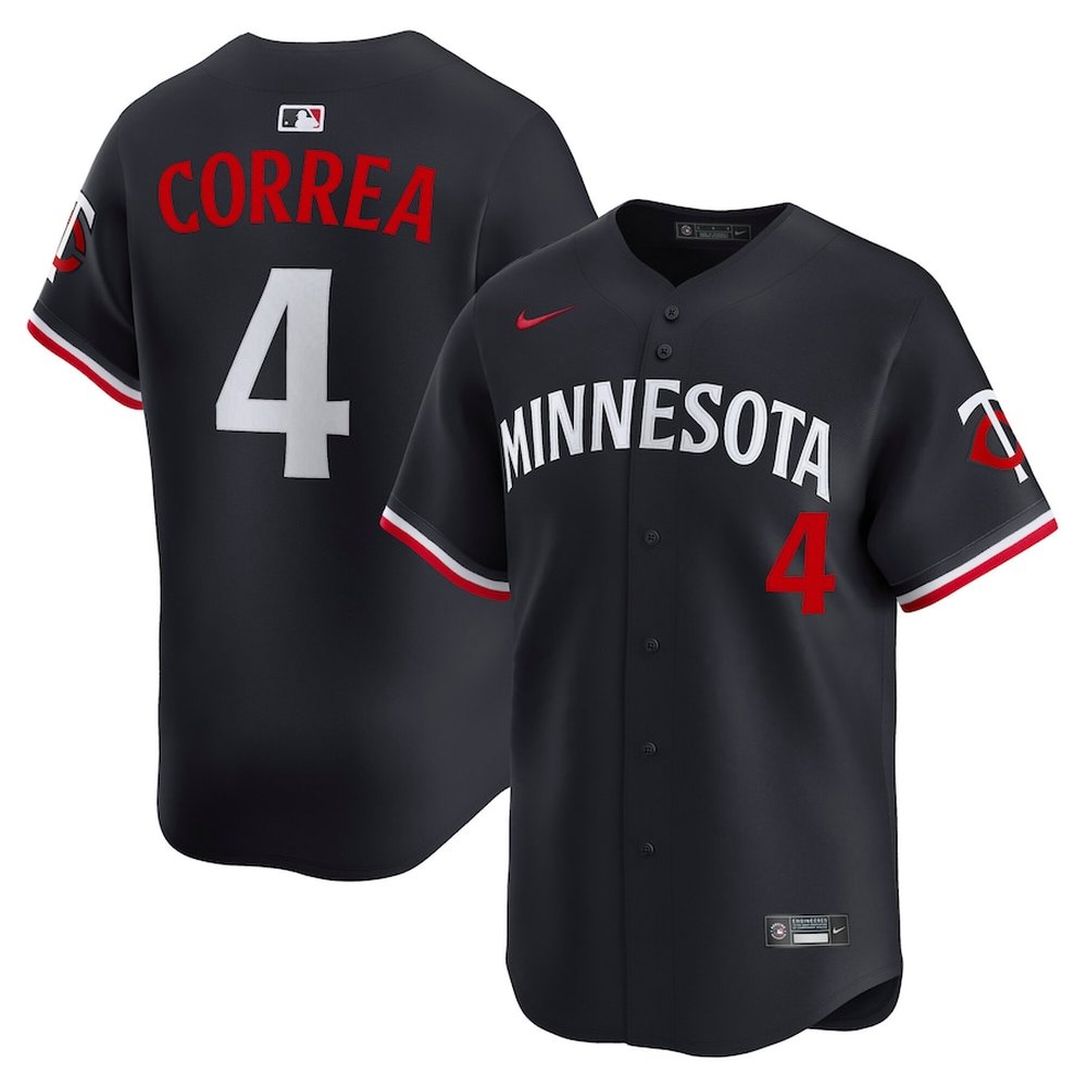 Men's Minnesota Twins #4 Carlos Correa Navy Alternate Limited Jersey