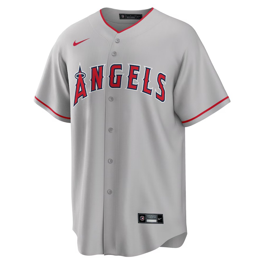 Men's Los Angeles Angels #27 Mike Trout Nike Silver Road Replica Player Name Jersey Men's Los Angeles Angels #27 Mike Trout Nike Silver Road Replica Player Name Jersey