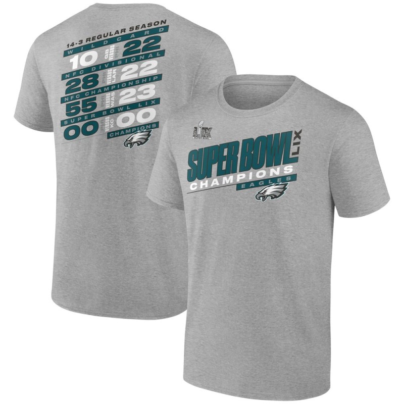 Men's Philadelphia Eagles Heather Gray Super Bowl LIX Champions Big & Tall Counting Points Score T-Shirt Men's Philadelphia Eagles Heather Gray Super Bowl LIX Champions Big & Tall Counting Points Score T-Shirt