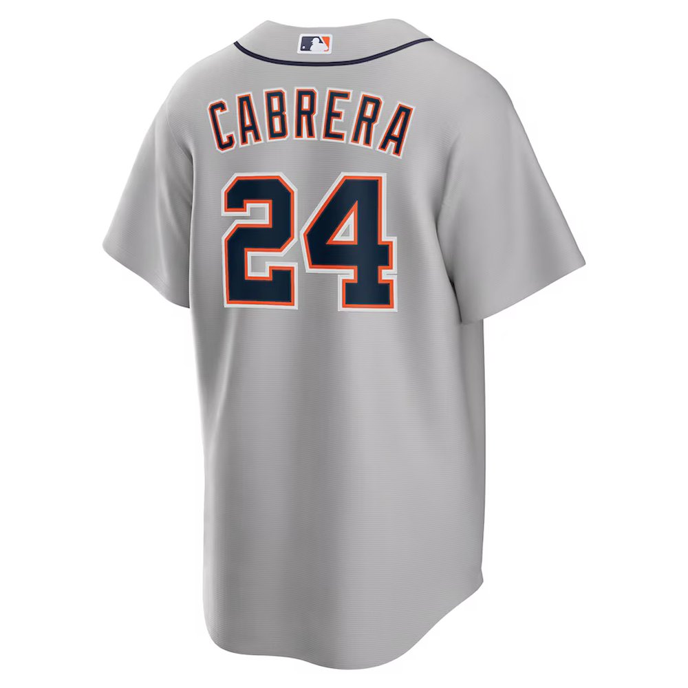 Men's Detroit Tigers #24 Miguel Cabrera Nike Gray Road Replica Player Name Jersey Men's Detroit Tigers #24 Miguel Cabrera Nike Gray Road Replica Player Name Jersey