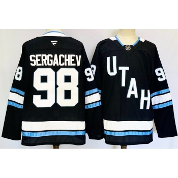 Men's Utah Mammoth #98 Mikhail Sergachev Navy 2024-25 Stitched Premium Jersey