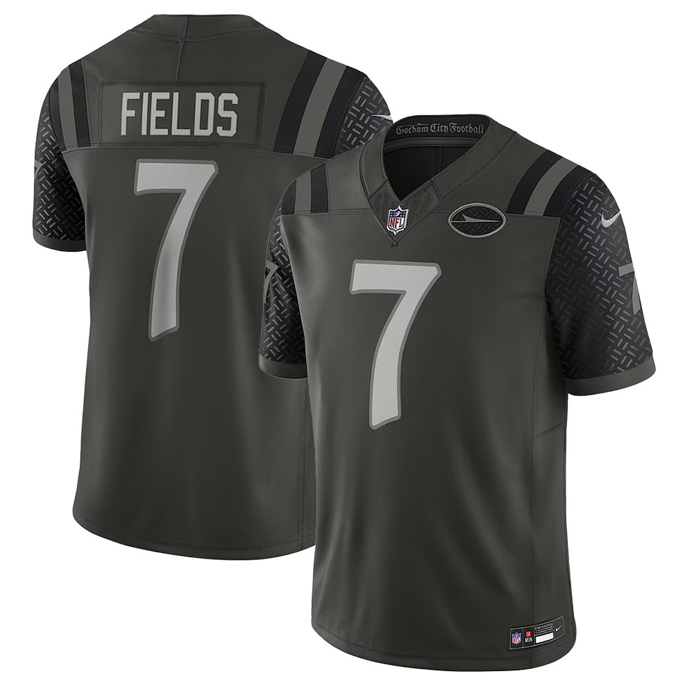 Men's New York Jets #7 Justin Fields Black Rivalries Collection F.U.S.E. Vapor Limited Stitched Jersey Men's New York Jets #7 Justin Fields Black Rivalries Collection F.U.S.E. Vapor Limited Stitched Jersey