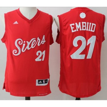 76ers #21 Joel Embiid Red 2016-2017 Christmas Day Stitched NBA Jersey 76ers #21 Joel Embiid Red 2016-2017 Christmas Day Stitched NBA Jersey