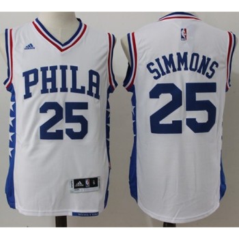 76ers #25 Ben Simmons White Stitched NBA Jersey 76ers #25 Ben Simmons White Stitched NBA Jersey