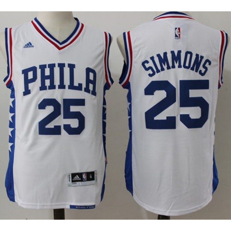 76ers #25 Ben Simmons White Stitched NBA Jersey 76ers #25 Ben Simmons White Stitched NBA Jersey