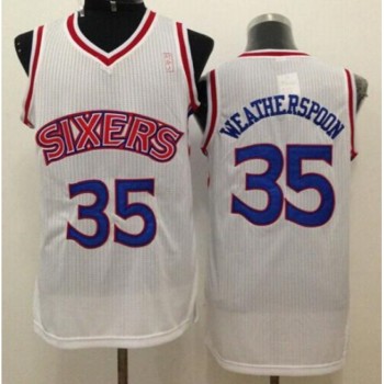 76ers #35 Clarence Weatherspoon White Throwback Stitched NBA Jersey 76ers #35 Clarence Weatherspoon White Throwback Stitched NBA Jersey