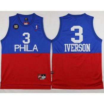 76ers #3 Allen Iverson Red/Blue Throwback Stitched NBA Jersey 76ers #3 Allen Iverson Red/Blue Throwback Stitched NBA Jersey