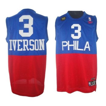 76ers #3 Allen Iverson Red/Blue Reebok 10TH Throwback Stitched NBA Jersey 76ers #3 Allen Iverson Red/Blue Reebok 10TH Throwback Stitched NBA Jersey