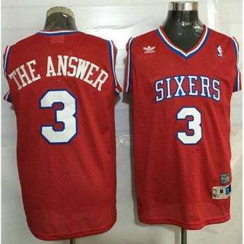 76ers #3 Allen Iverson Red Throwback  76ers #3 Allen Iverson Red Throwback