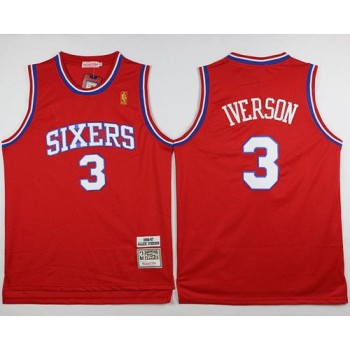 76ers #3 Allen Iverson Stitched Red NBA Jersey 76ers #3 Allen Iverson Stitched Red NBA Jersey