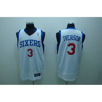 76ers #3 Allen Iverson Stitched White NBA Jersey 76ers #3 Allen Iverson Stitched White NBA Jersey