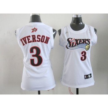 76ers #3 Allen Iverson White Women's Home Stitched NBA Jersey 76ers #3 Allen Iverson White Women's Home Stitched NBA Jersey
