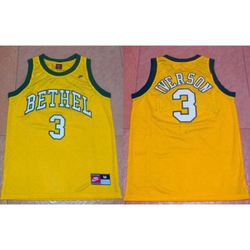 76ers #3 Allen Iverson Yellow Bethel High School Stitched NBA Jersey 76ers #3 Allen Iverson Yellow Bethel High School Stitched NBA Jersey