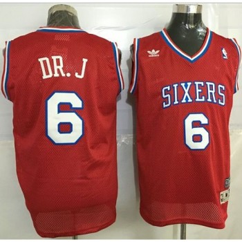 76ers #6 Julius Erving Red Throwback  76ers #6 Julius Erving Red Throwback