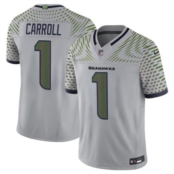 Youth Seattle Seahawks #1 Pete Carroll Gray Rivalries Collection F.U.S.E. Vapor Limited Stitched Jersey Youth Seattle Seahawks #1 Pete Carroll Gray Rivalries Collection F.U.S.E. Vapor Limited Stitched Jersey