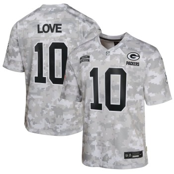 Youth Green Bay Packers #10 Jordan Love Arctic Camo 2024 Salute to Service Game Jersey Youth Green Bay Packers #10 Jordan Love Arctic Camo 2024 Salute to Service Game Jersey