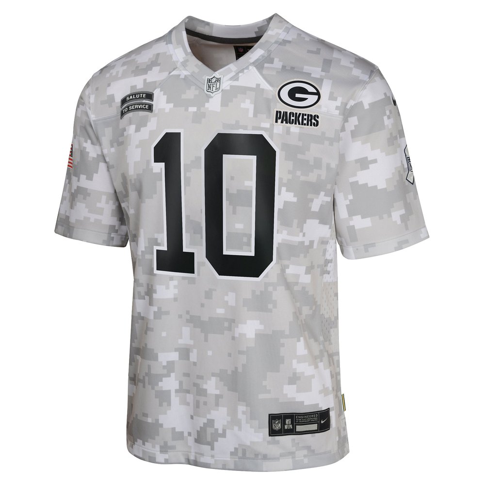 Youth Green Bay Packers #10 Jordan Love Arctic Camo 2024 Salute to Service Game Jersey Youth Green Bay Packers #10 Jordan Love Arctic Camo 2024 Salute to Service Game Jersey