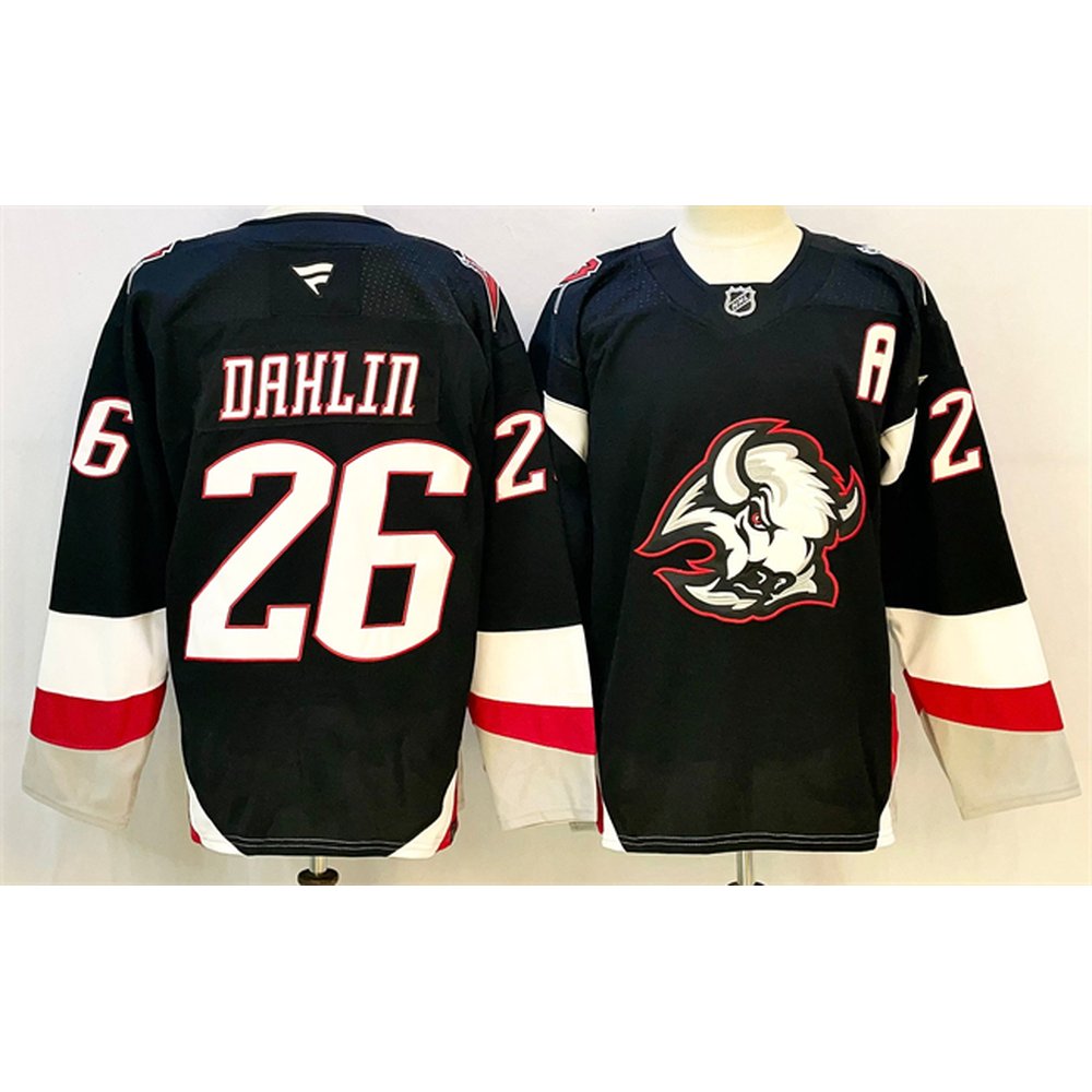 Men's Buffalo Sabres #26 Rasmus Dahlin Black 2024-25 Alternate With A Patch Stitched Hockey Premium Jersey
