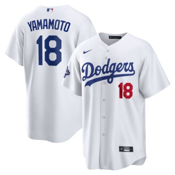 Men's Los Angeles Dodgers #18 Yoshinobu Yamamoto White 2025 World Series Champions Home Limited Jersey