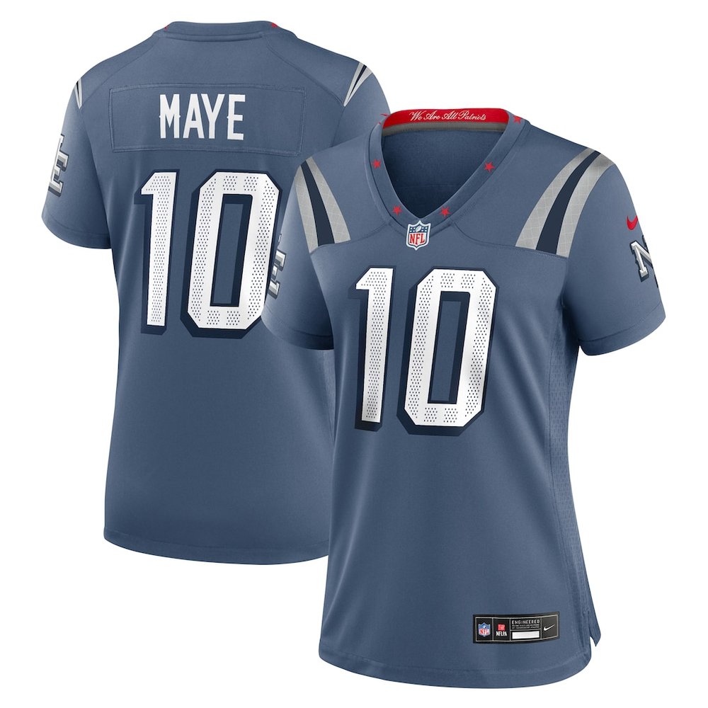 Women's New England Patriots #10 Drake Maye Blue Rivalries Collection Game Jersey Women's New England Patriots #10 Drake Maye Blue Rivalries Collection Game Jersey