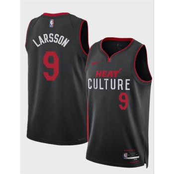 Men's Miami Heat #9 Pelle Larsson Black 2024 Draft City Edition Stitched Basketball Jersey Men's Miami Heat #9 Pelle Larsson Black 2024 Draft City Edition Stitched Basketball Jersey