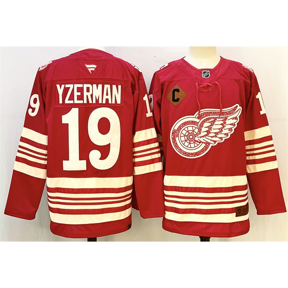 Youth Detroit Red Wings #19 Steve Yzerman Red 2025-26 With C Patch Centennial Premium Stitched Hockey Jersey