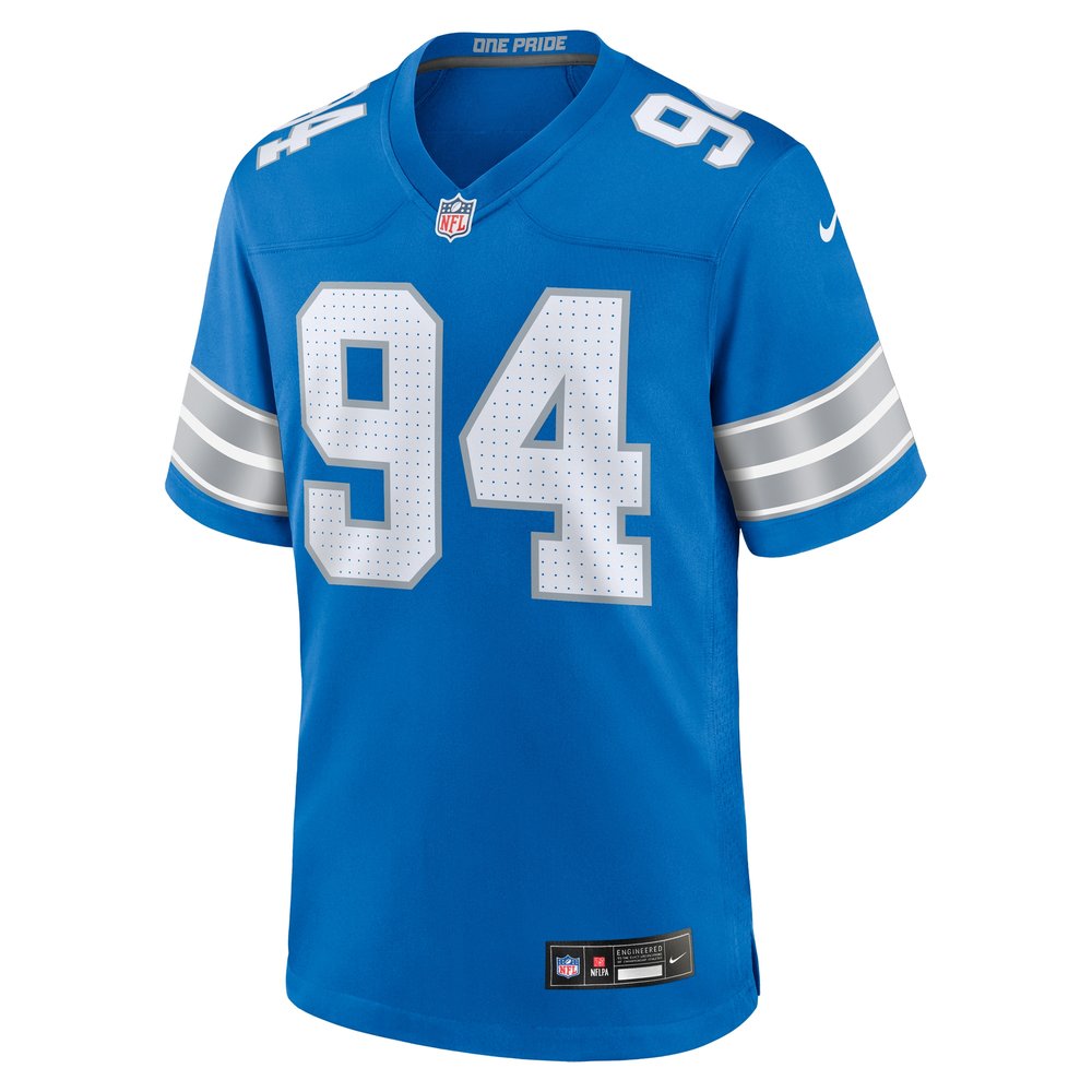 Men's Detroit Lions Mekhi Wingo  Blue Team Game Jersey Men's Detroit Lions Mekhi Wingo  Blue Team Game Jersey