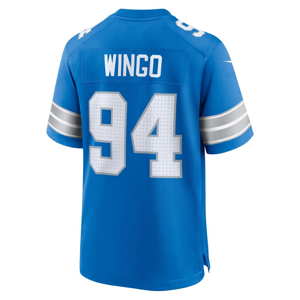 Men's Detroit Lions Mekhi Wingo  Blue Team Game Jersey Men's Detroit Lions Mekhi Wingo  Blue Team Game Jersey