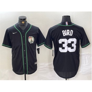 Men's Boston Celtics #33 Larry Bird Black With Patch Stitched Baseball Jersey Men's Boston Celtics #33 Larry Bird Black With Patch Stitched Baseball Jersey