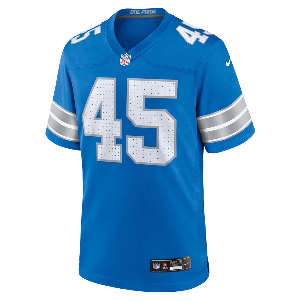 Men's Detroit Lions Isaac Ukwu  Blue Game Jersey Men's Detroit Lions Isaac Ukwu  Blue Game Jersey