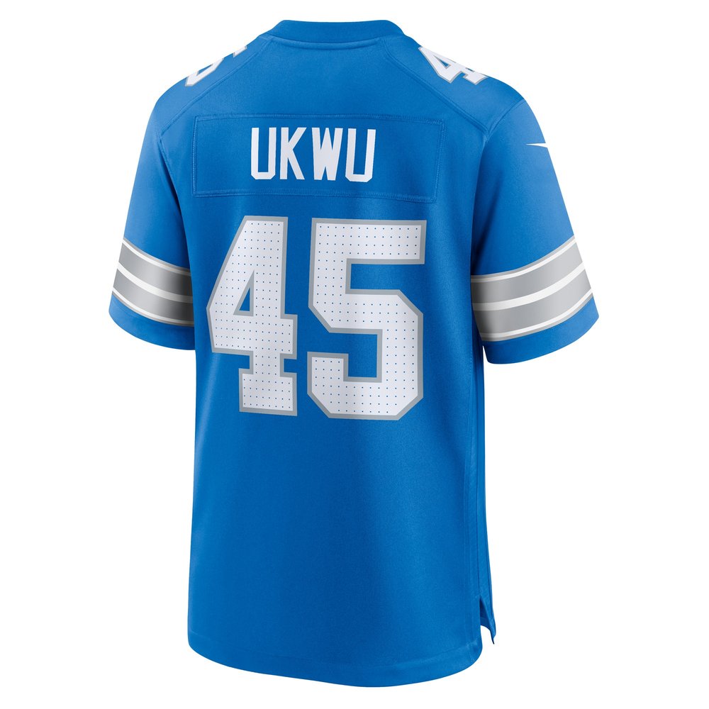 Men's Detroit Lions Isaac Ukwu  Blue Game Jersey Men's Detroit Lions Isaac Ukwu  Blue Game Jersey