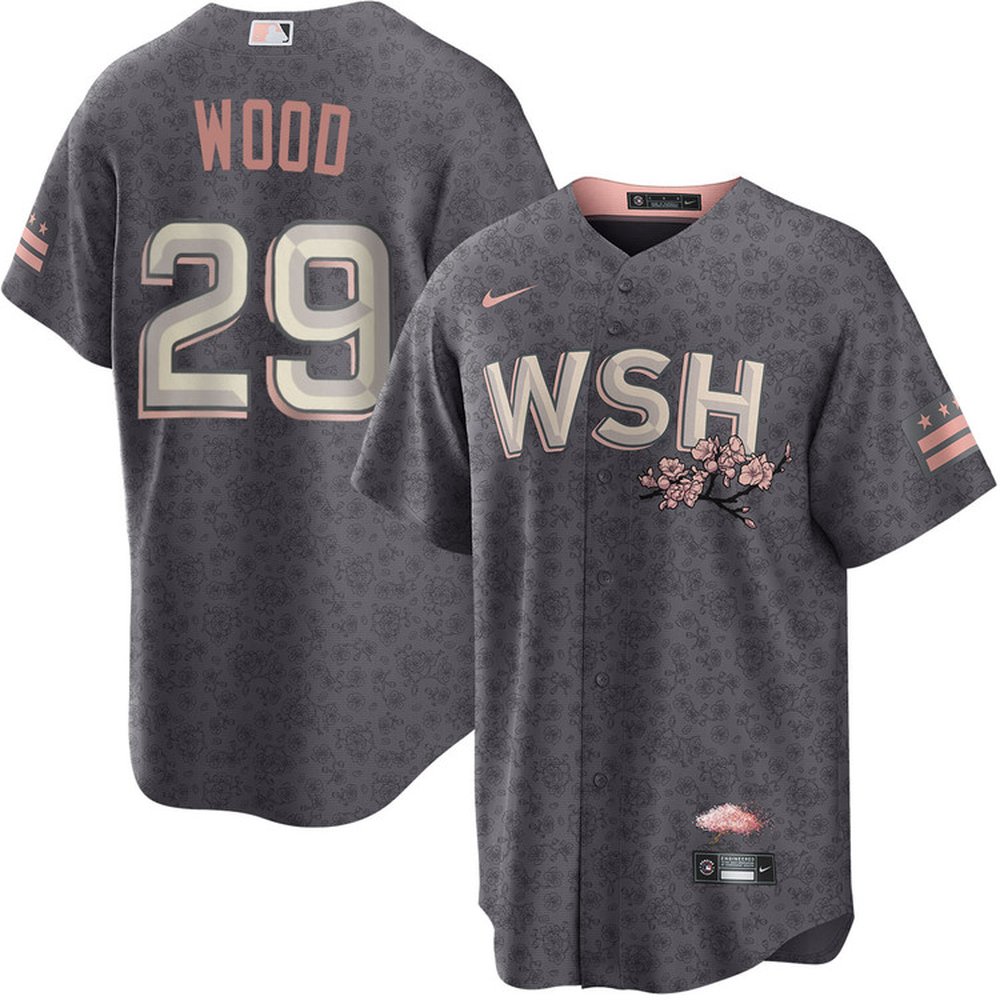 Men's Washington Nationals #29 James Wood Gray Alternate Limited Player Jersey