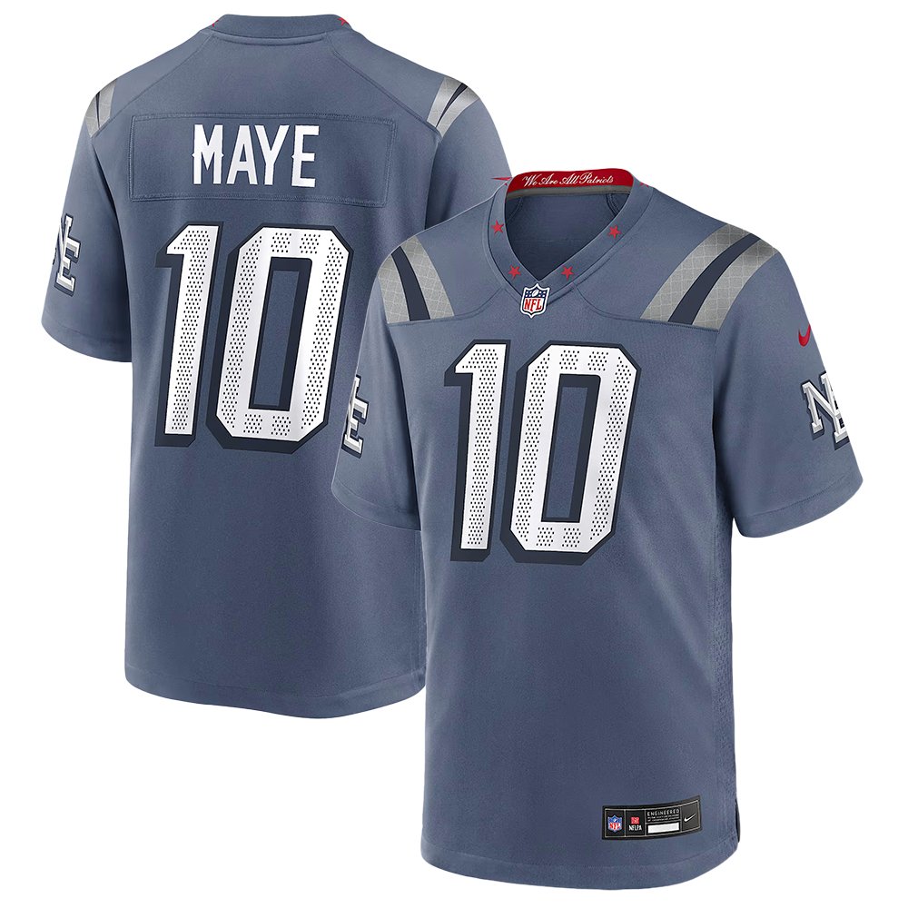 Men's New England Patriots #10 Drake Maye Blue Rivalries Collection Game Jersey