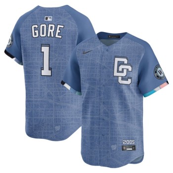 Men's Washington Nationals #1 MacKenzie Gore Blue 2025 City Connect Limited Jersey