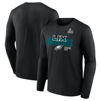 Men's Philadelphia Eagles Black Super Bowl LIX Champions Legacy Iconic Victory Long Sleeve T-Shirt Men's Philadelphia Eagles Black Super Bowl LIX Champions Legacy Iconic Victory Long Sleeve T-Shirt