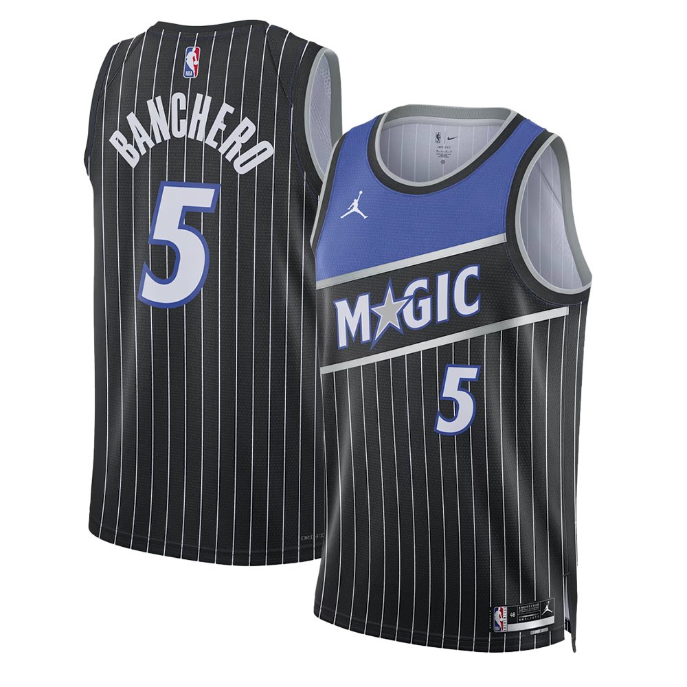 Men's Orlando Magic #5 Paolo Banchero Black 2025/26 Statement Edition Jersey