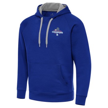 Men's Los Angeles Dodgers Antigua Royal 2024 World Series Champions Victory Raglan Pullover Hoodie Men's Los Angeles Dodgers Antigua Royal 2024 World Series Champions Victory Raglan Pullover Hoodie