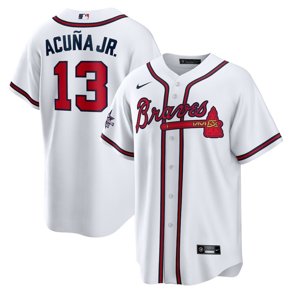 Youth Atlanta Braves #13 Ronald Acuna Jr. Nike White 2025 MLB All-Star Game Home Replica Player Jersey