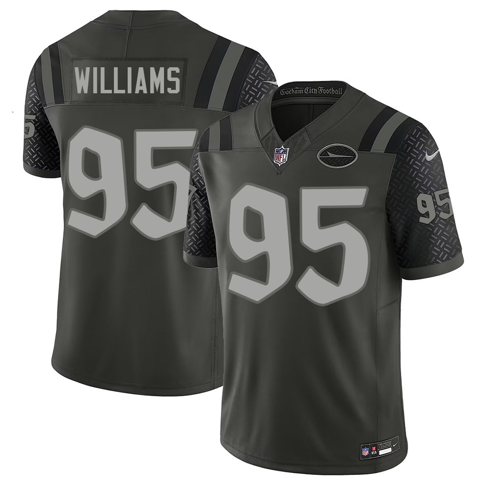 Men's New York Jets #95 Quinnen Williams Black Rivalries Collection F.U.S.E. Vapor Limited Stitched Jersey