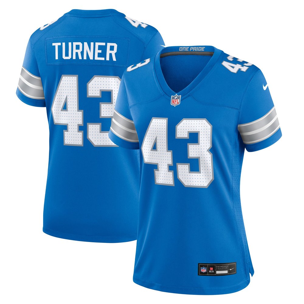 Women's Detroit Lions James Turner  Blue Game Jersey
