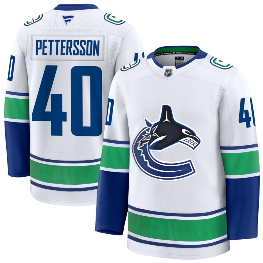 Men's Vancouver Canucks #40 Elias Pettersson White Away Premium Jersey