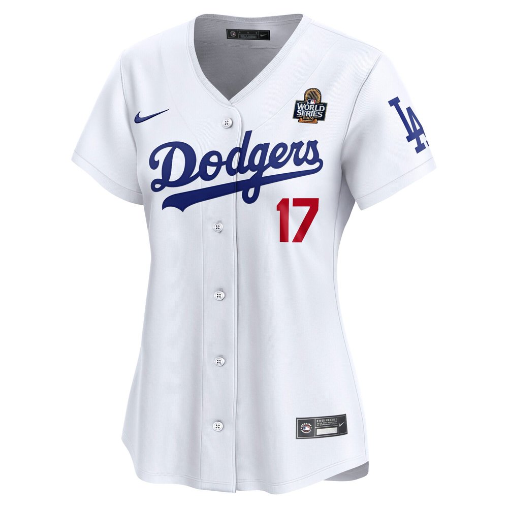 Women's Los Angeles Dodgers #17 Shohei Ohtani White 2024 World Series Home Limited Player Jersey