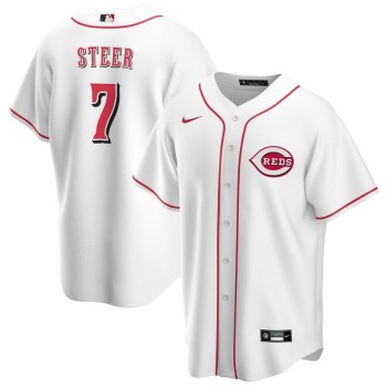 Men's Cincinnati Reds #7 Spencer Steer Nike White Home Limited Player Jersey Men's Cincinnati Reds #7 Spencer Steer Nike White Home Limited Player Jersey