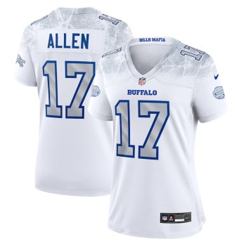 Women's Buffalo Bills #17 Josh Allen White Rivalries Collection Game Jersey Women's Buffalo Bills #17 Josh Allen White Rivalries Collection Game Jersey