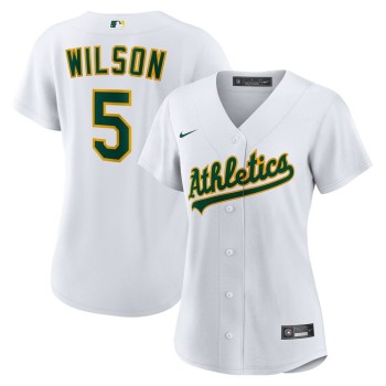 Women's Oakland Athletics #5 Jacob Wilson White Home Replica Jersey