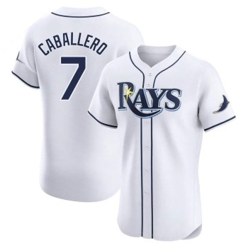 Men's Tampa Bay Rays #7 Jose Caballero White Home Elite Player Jersey
