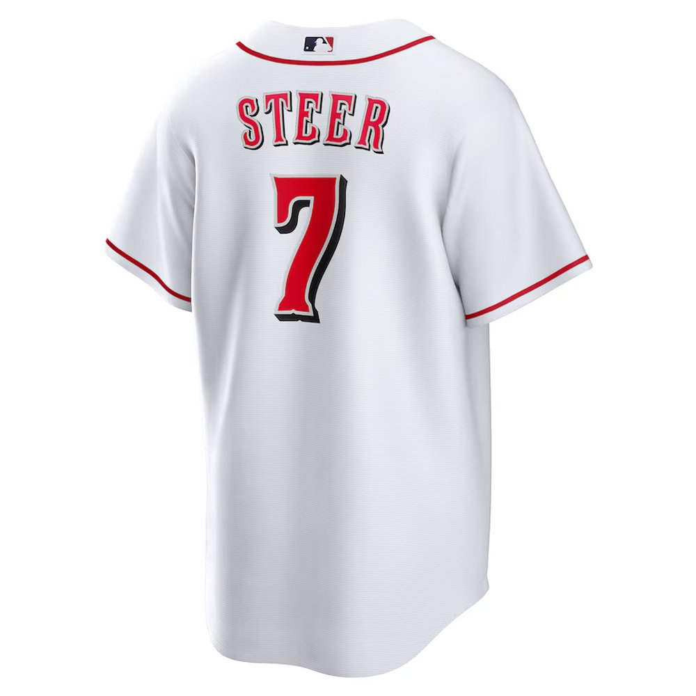 Men's Cincinnati Reds #7 Spencer Steer Nike White Home Limited Player Jersey Men's Cincinnati Reds #7 Spencer Steer Nike White Home Limited Player Jersey
