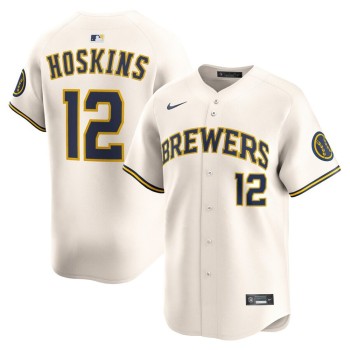 Men's Milwaukee Brewers #12 Rhys Hoskins Nike Cream Alternate Limited Player Jersey