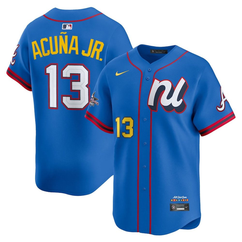 Youth National League #13 Ronald Acuna Jr. Nike Blue 2025 All-Star Edition Limited Player Jersey